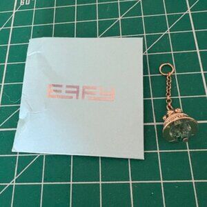 NEW- EFFY - Bell Charm Gold Tone Bell on Chain with Blue Crystal